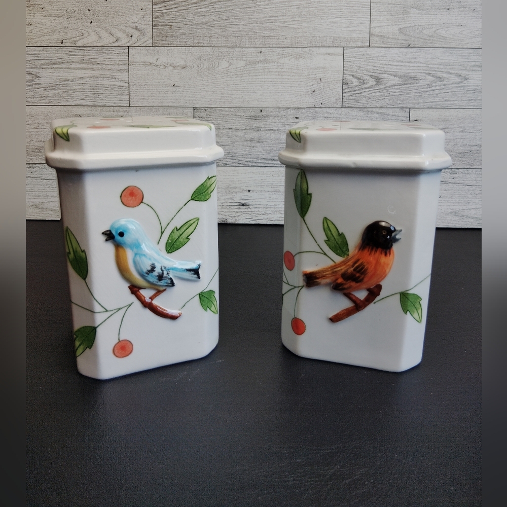 Vintage Haldon Oriel and Blue Bird Salt and Pepper Oversized Shakers